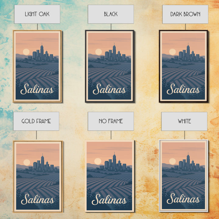 Salinas Travel Poster, Framed Canvas Print, Vintage Travel Poster Art, Salinas Wall Art, Travel Poster Art, Travel Poster Set, Wall Art