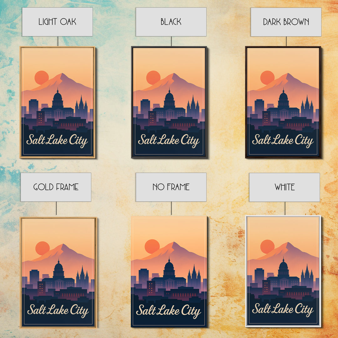 Salt Lake City Utah Travel Poster, Canvas Print, Vintage Travel Poster Art, Salt Lake City City Art, City Illustration, City Art Print