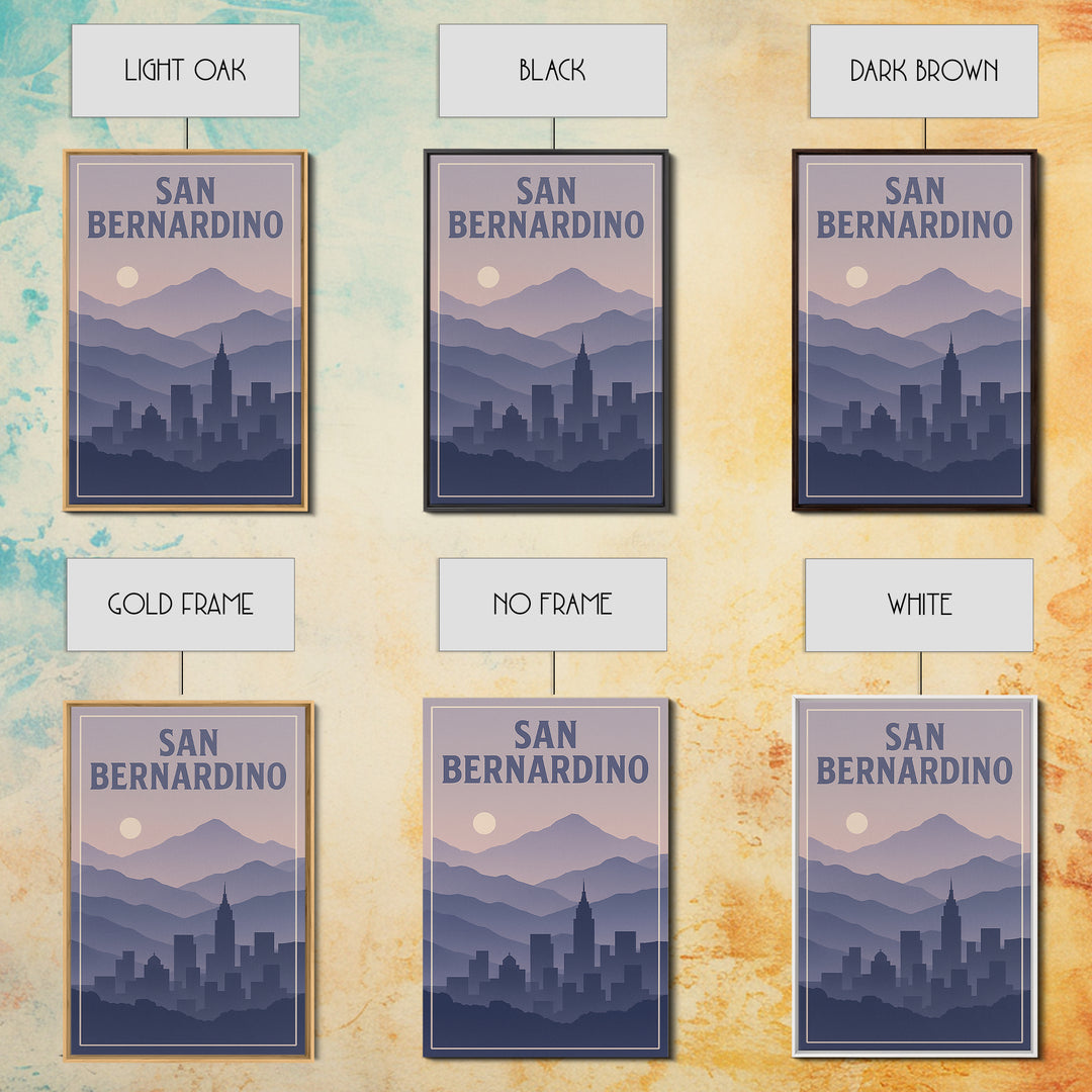 San Bernardino California Travel Poster, Canvas Print, Mid Century City Wall Art, San Bernardino Travel Art, Modern Wall Decor, Wall Art