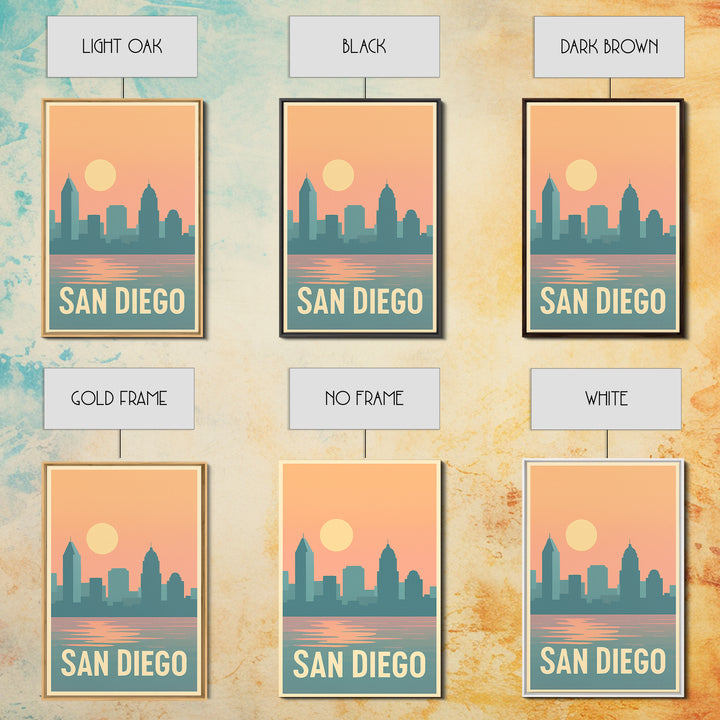 San Diego Travel Poster, Canvas Print, Classic Travel Poster Art, San Diego Travel Art, Fine Art Print, Travel Art Print, City Illustration