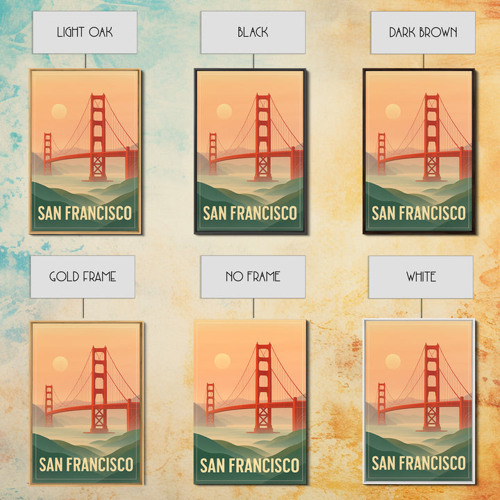 San Francisco California Travel Poster, Canvas Print, Retro Sunset Skyline Art, San Francisco Travel Art, City Illustration, Fine Art Print