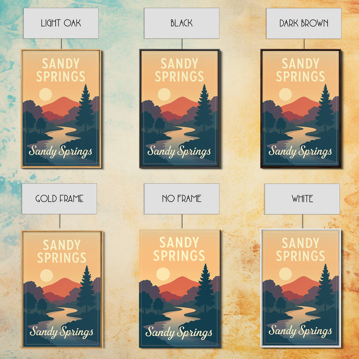 Sandy Springs Georgia Travel Poster, Canvas Print, Mid Century City Wall Art, Sandy Springs Travel Art, Travel Wall Decor, Travel Art Print