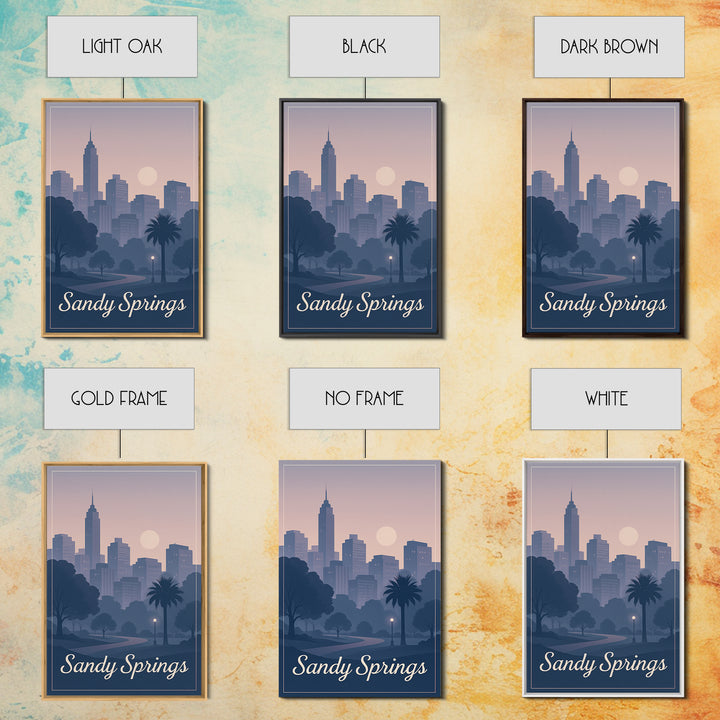 Sandy Springs Travel Poster, Framed Canvas Print, Classic Travel Poster Art, Sandy Springs Travel Art, City Art Print, Travel Poster Art