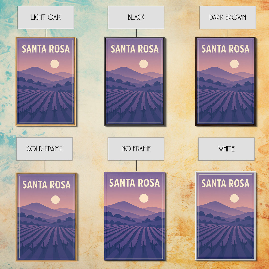 Santa Rosa California Travel Poster, Canvas Print, Classic Poster Art, Santa Rosa Poster Print, Vintage City Poster, Travel Poster Set