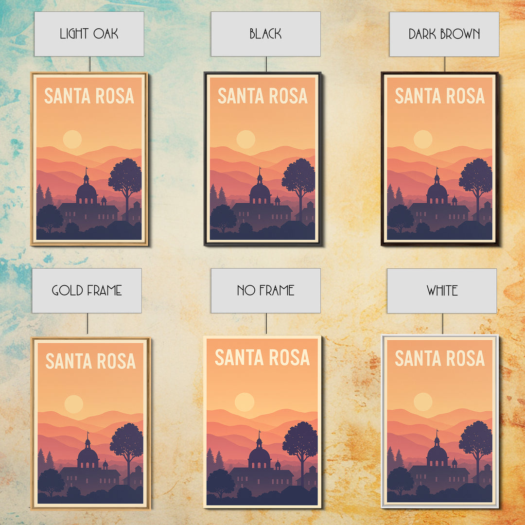 Santa Rosa Travel Poster, Framed Canvas Print, Classic Travel Poster Art, Santa Rosa City Art, Travel Art Print, Fine Art Print