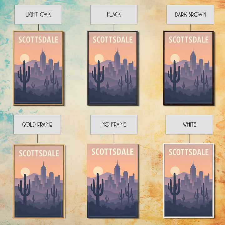 Scottsdale Arizona Travel Poster, Canvas Print, Retro Sunset Skyline Art, Scottsdale Travel Art, Gift For Travelers, Travel Wall Art