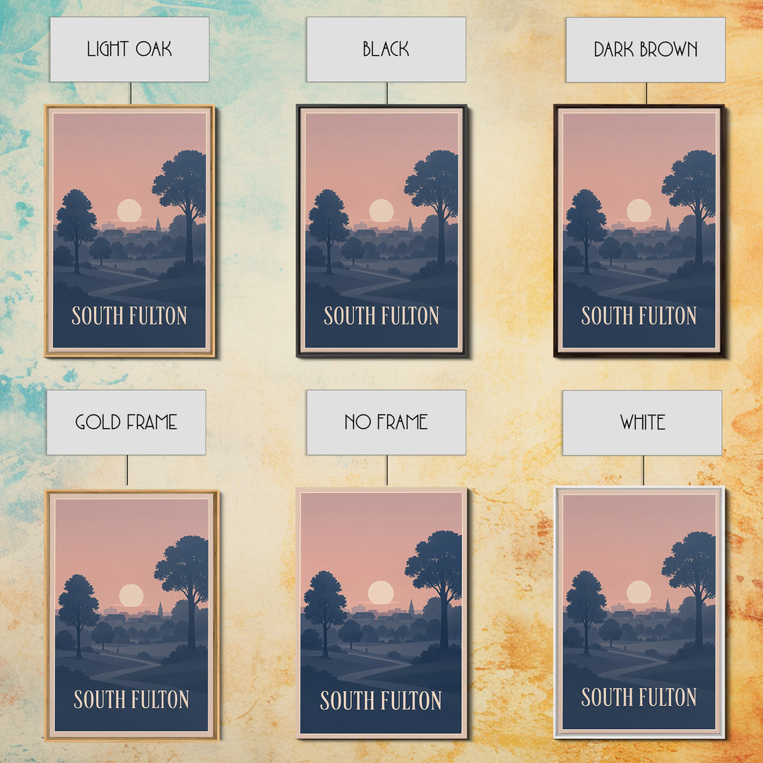 South Fulton Travel Poster, Canvas Print, Classic Travel Poster Art, South Fulton City Art, City Illustration, Watercolor Urban Skyline