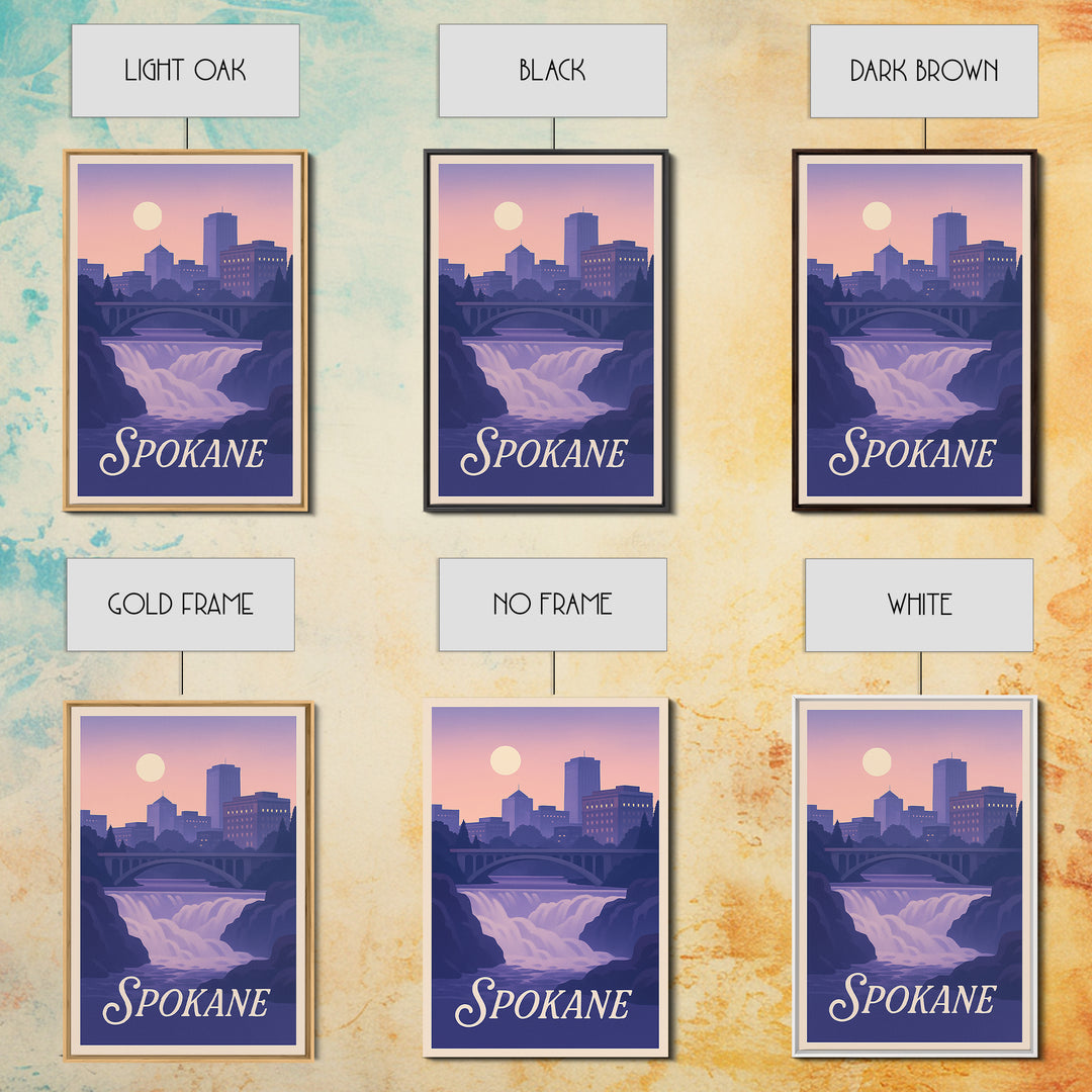 Spokane Travel Poster, Framed Canvas Print, Classic Travel Poster Art, Spokane Wall Art, Wanderlust Decor, Travel Poster Art, Home Decor