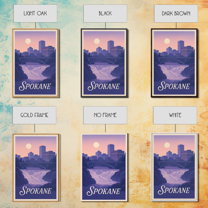 Spokane Travel Poster, Framed Canvas Print, Classic Travel Poster Art, Spokane Wall Art, Wanderlust Decor, Travel Poster Art, Home Decor