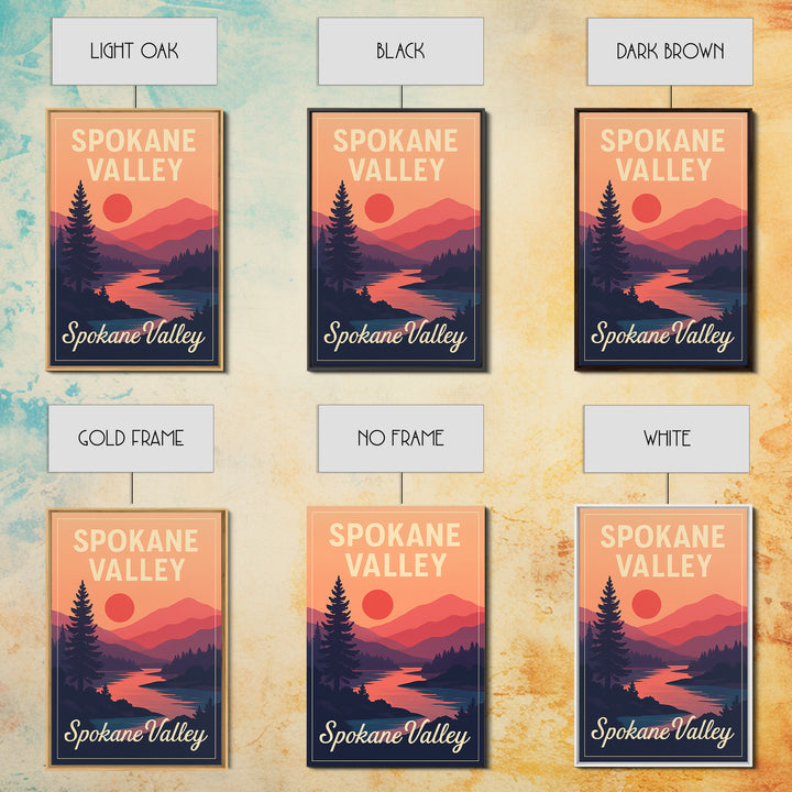 Spokane Valley Washington Travel Poster, Canvas Print, Classic Travel Poster Art, Spokane Valley Poster Print, Wall Decor, Office Decor