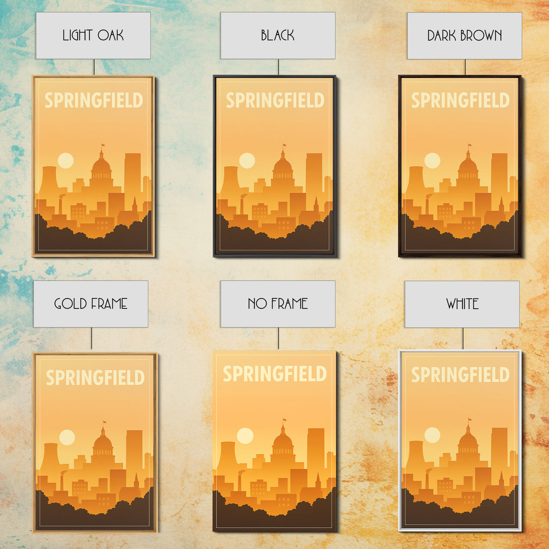 Sprinfield Travel Poster, Canvas Print, Classic Travel Poster Art, Sprinfield Wall Art, City Illustration, Vintage Travel Art, Wall Art