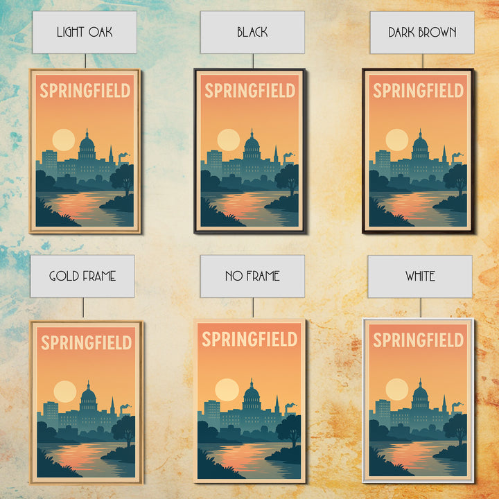 Springfield Travel Poster, Framed Canvas Print, Vintage Travel Poster Art, Springfield City Art, Fine Art Print, Travel Poster Set