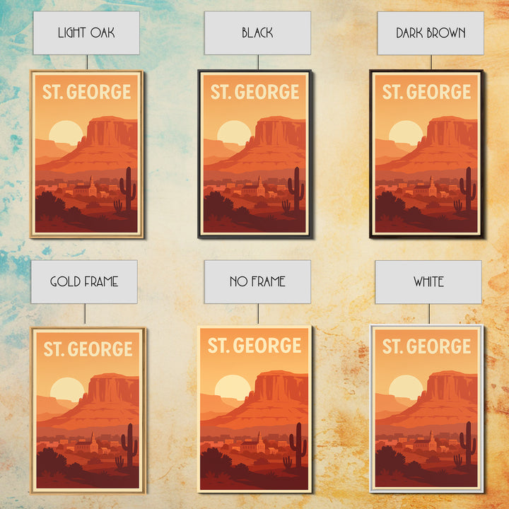 St George Travel Poster, Canvas Print, Retro Sunset Skyline Art, St George Poster Print, Travel Poster Art, Travel Art Print, Poster Art