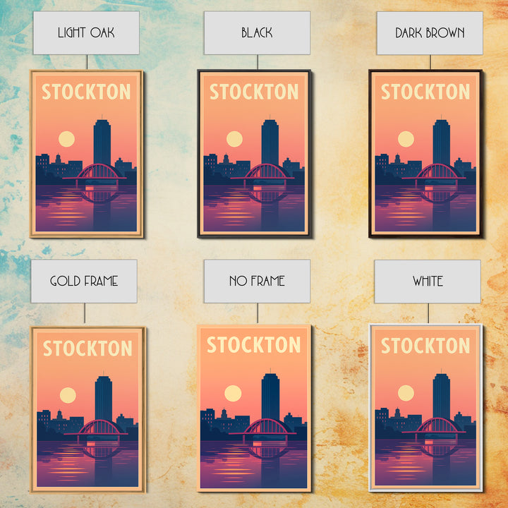 Stockton Travel Poster, Canvas Print, Vintage Travel Poster Art, Stockton Wall Art, City Art Print, Travel Art Print, Vintage Travel Art