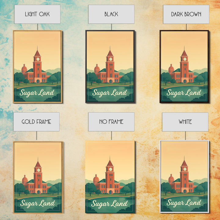 Sugar Land Texas Travel Poster, Framed Canvas Print, Mid Century City Wall Art, Sugar Land Travel Art, Travel Poster Art, Gift For Travelers