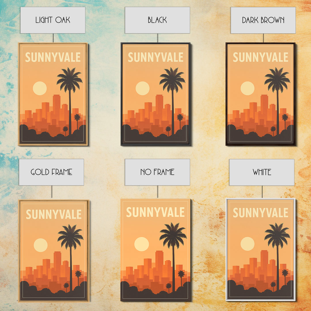 Sunnyvale Travel Poster, Framed Canvas Print, Vintage Travel Poster Art, Sunnyvale Art Print, Gift For Travelers, Living Room Wall Art