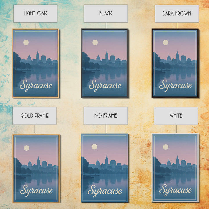 Syracuse Travel Poster, Framed Canvas Print, Mid Century City Wall Art, Syracuse Poster Print, Vintage City Art, City Illustration