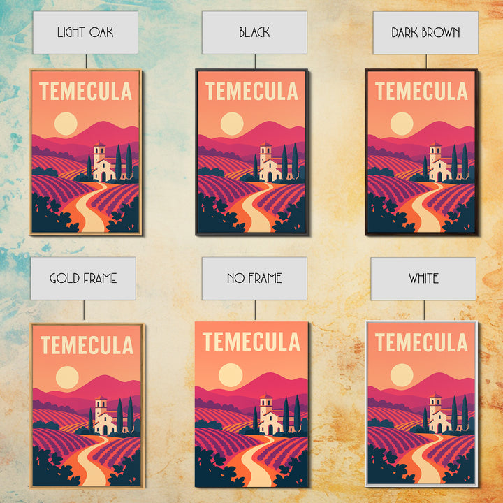 Temecula Travel Poster, Framed Canvas Print, Mid Century City Wall Art, Temecula Poster Print, Travel Art Print, Travel Poster Set
