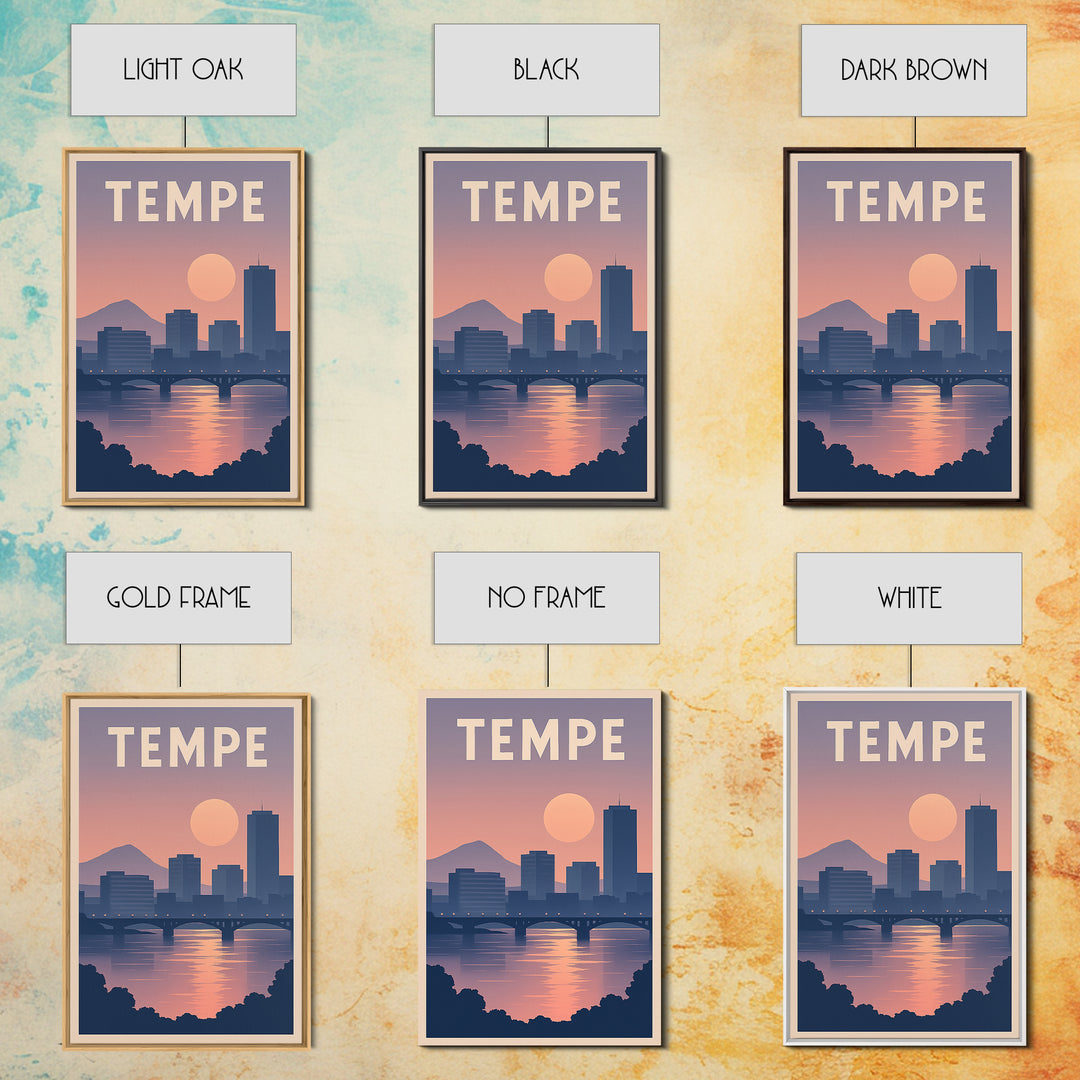 Tempe Arizona Travel Poster, Canvas Print, Mid Century City Wall Art, Tempe Travel Art, Travel Wall Art, City Poster, Gift For Travelers