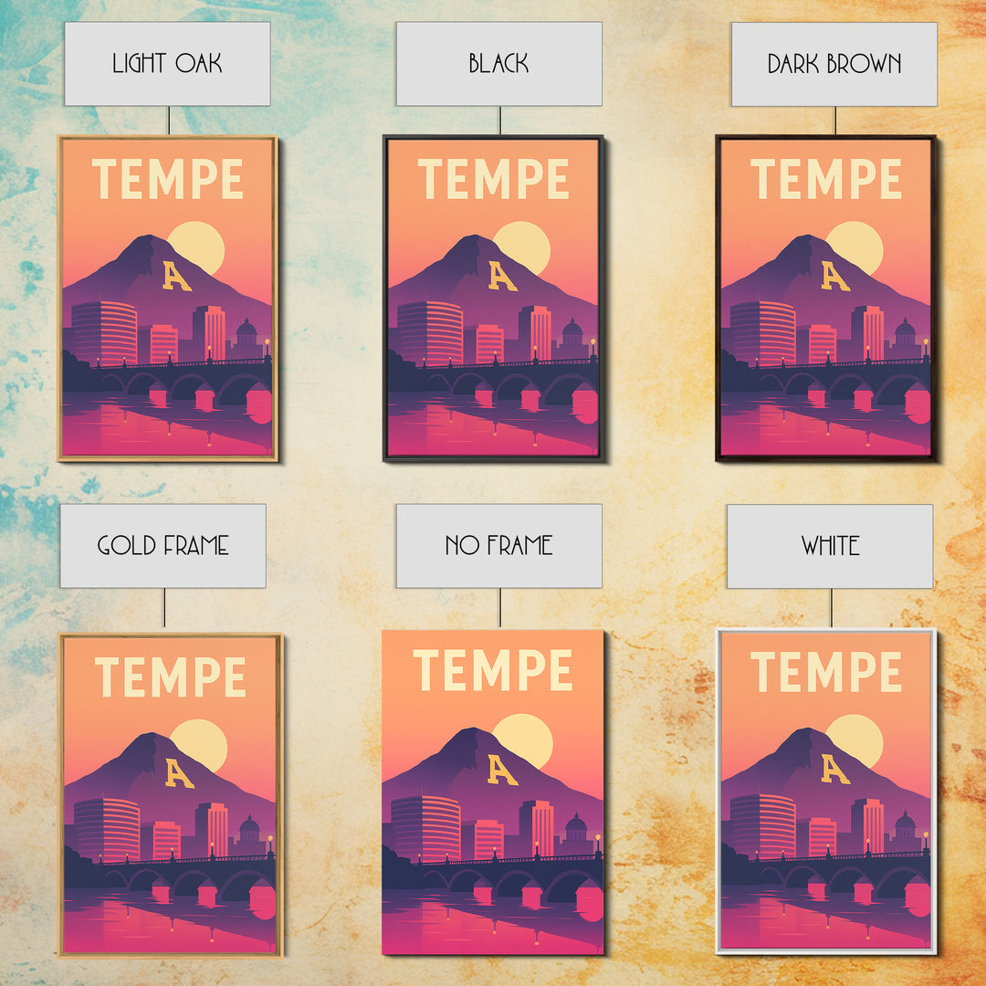 Tempe Travel Poster, Canvas Print, Vintage Travel Poster Art, Tempe Travel Art, Vintage City Art, Vintage Travel Print, City Art Print