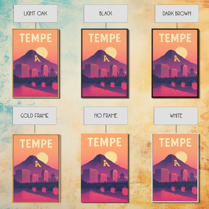 Tempe Travel Poster, Canvas Print, Vintage Travel Poster Art, Tempe Travel Art, Vintage City Art, Vintage Travel Print, City Art Print