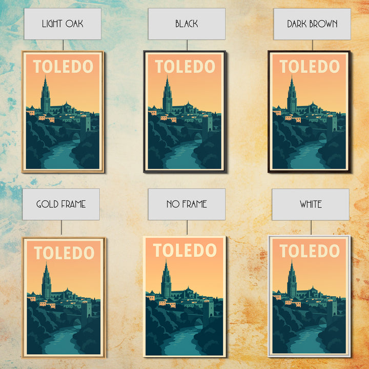 Toledo Travel Poster, Framed Canvas Print, Mid Century City Wall Art, Toledo Art Print, Retro Travel Print, City Art Print, Vintage Print