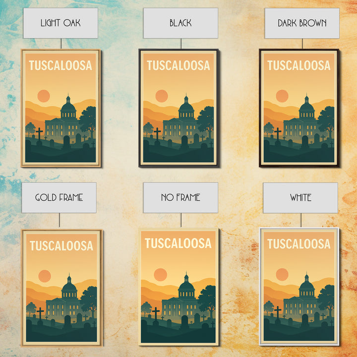 Tuscaloosa Travel Poster, Canvas Print, Vintage Travel Poster Art, Tuscaloosa Poster Print, Travel Wall Art, Vintage City Art, Design 2