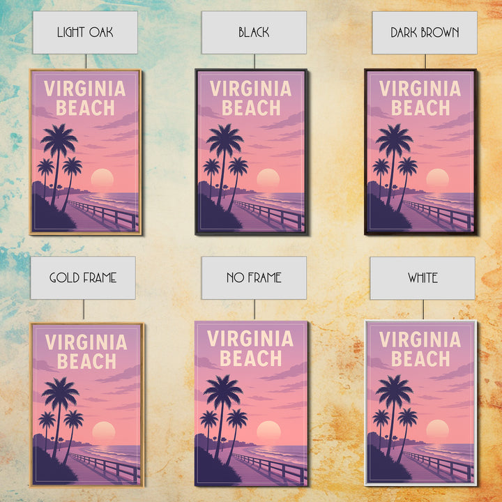 Virginia Beach Virginia Travel Poster, Canvas Print, Classic Travel Poster Art, Virginia Beach City Art, City Illustration, Fine Art Print