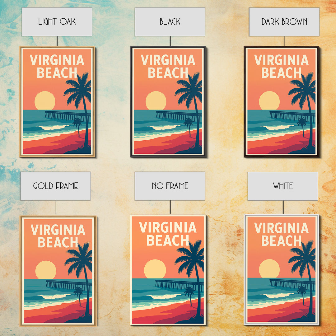 Virginia Beach Travel Poster, Canvas Print, Mid Century City Wall Art, Virginia Beach Art Print, Modern Wall Decor, Fine Art Print