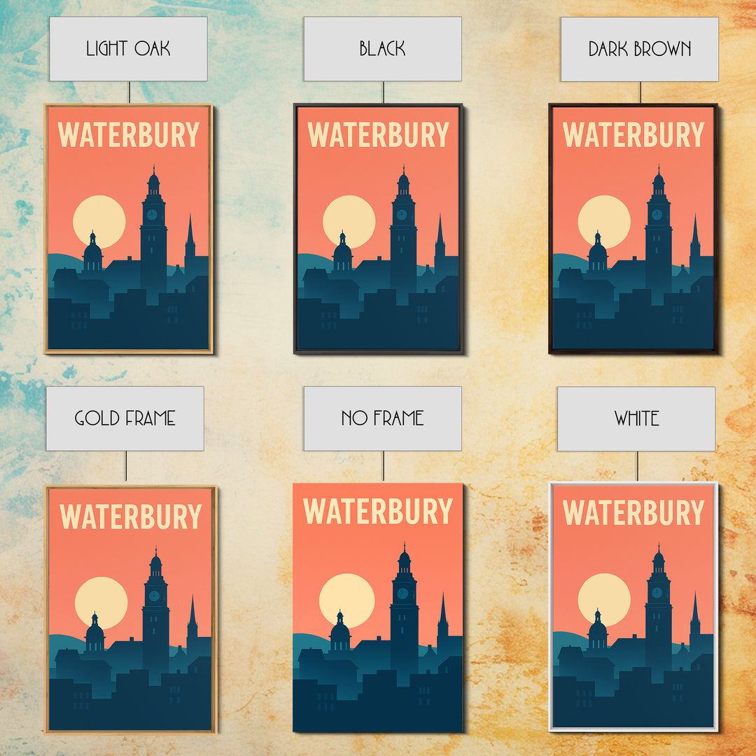Waterbury Travel Poster, Canvas Print, Vintage Travel Poster Art, Waterbury Travel Art, Fine Art Print, Vintage Travel Print, Art Print