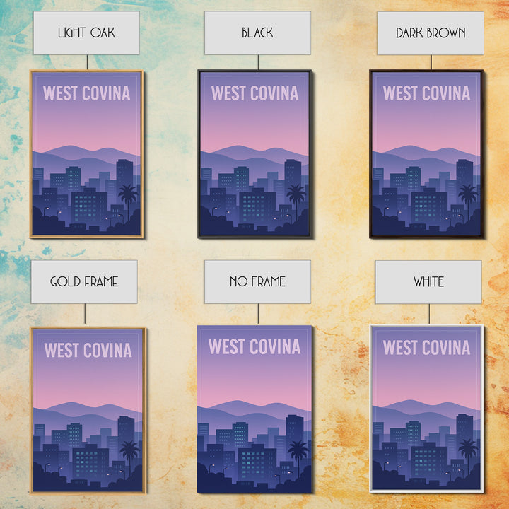 West Covina California Travel Poster, Canvas Print, Vintage Poster Art, West Covina Travel Art, City Illustration, Vintage City Poster