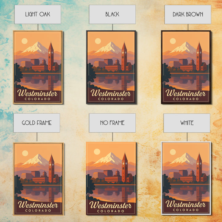 Westminster Colorado Travel Poster, Canvas Print, Retro Sunset Skyline Art, Westminster Poster Print, Travel Art Print, Art Print, Wall Art