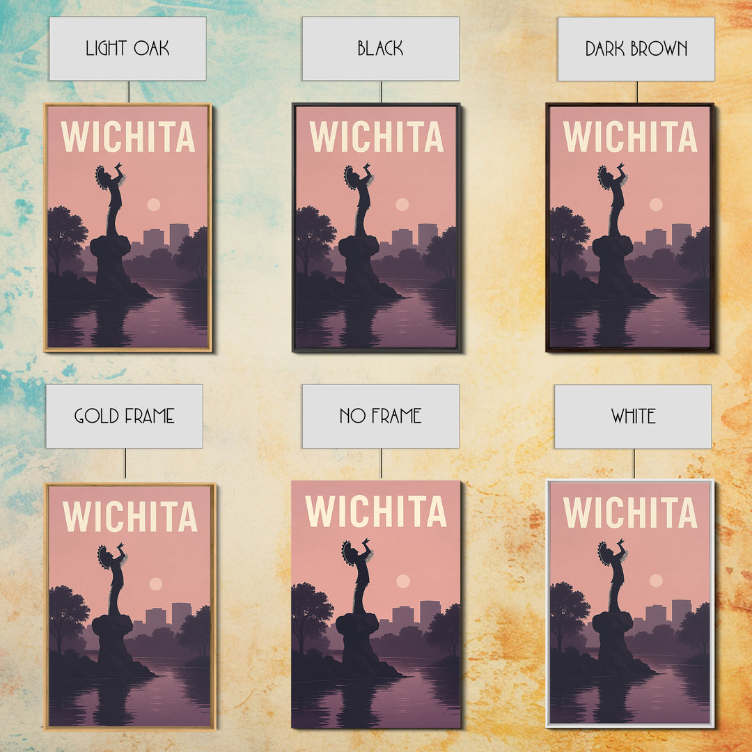 Wichita Kansas Travel Poster, Framed Canvas Print, Classic Travel Poster Art, Wichita Poster Print, Travel Poster Art, Travel Wall Decor