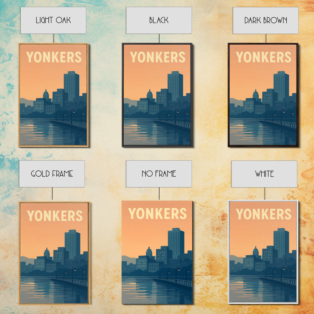 Yonkers New York Travel Poster, Framed Canvas Print, Mid Century City Wall Art, Yonkers Wall Art, Travel Poster Art, Retro Travel Print