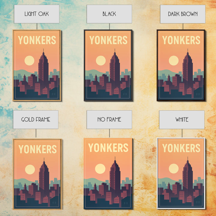 Yonkers Travel Poster, Framed Canvas Print, Mid Century City Wall Art, Yonkers Poster Print, Travel Wall Decor, Wanderlust Decor
