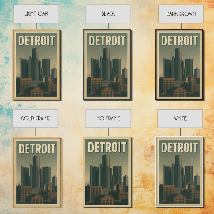 Detroit Travel Poster, Canvas Print, Retro City Wall Art, Detroit Poster Print, Mid Century Wall Art, Gift For Travelers, Travel Wall Decor