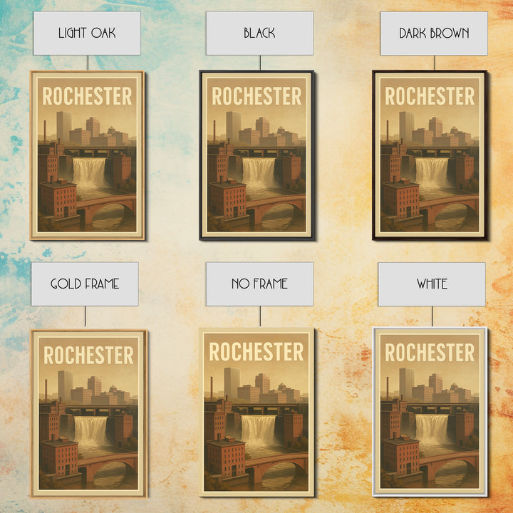 Rochester Travel Poster, Framed Canvas Print, Old School Travel Poster, Rochester Travel Art, Vintage City Poster, Retro Travel Print