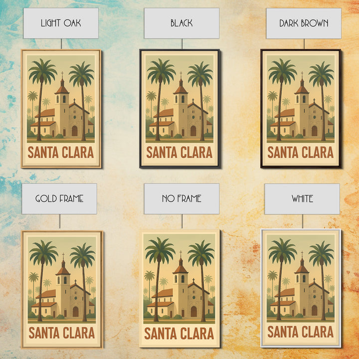 Santa Clara Travel Poster, Framed Canvas Print, Classic Retro Poster Art, Santa Clara Travel Art, Living Room Wall Art, Vintage Travel Art
