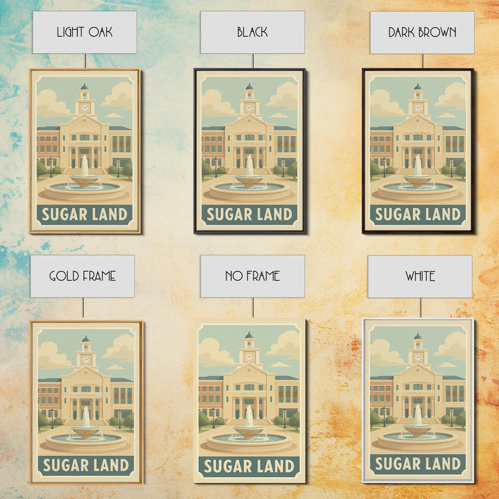 Sugar Land Texas Travel Poster, Canvas Print, Retro Poster Art, Sugar Land Wall Art, Retro Travel Print, City Travel Prints, Wall Art