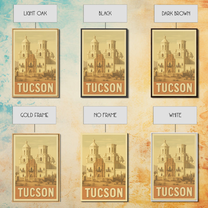 Tucson Arizona Travel Poster, Canvas Print, Vintage Theatre Style Art, Tucson Wall Art, City Illustration, Mid Century Wall Art, Travel Art