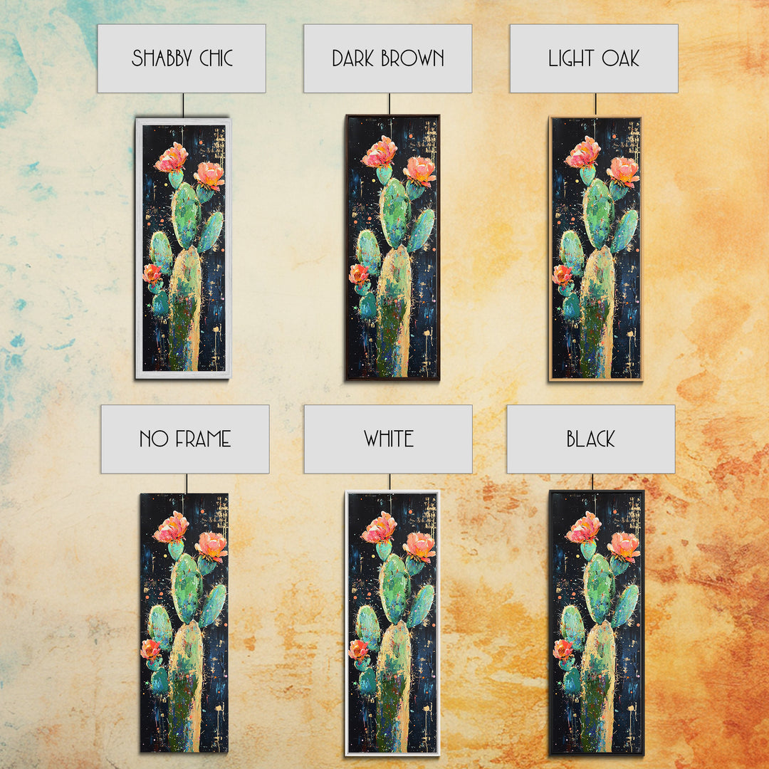 Blooming Cactus Canvas Print pink orange wall art southwest wall art agave painting boho art botanical prints