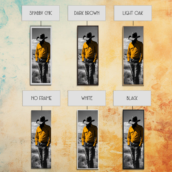 Mysterious Cowboy Silhouette Framed Canvas Print | Rustic Western Wall Art | Moody Art | Farmhouse Decor | Southwest Art | Gift Idea
