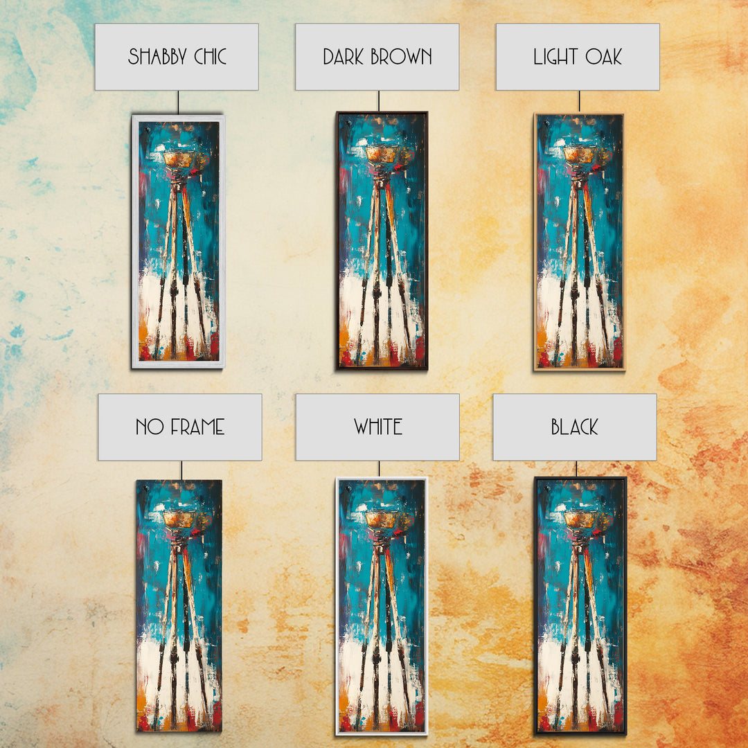 Abstract Tripod Art Framed Canvas Print, Moody Art, Geometric Wall Art, Wabi Sabi Art, Coastal Landscape Art, Extra Wide Art