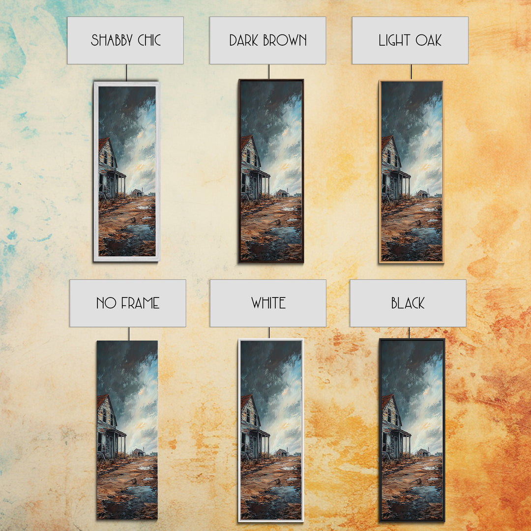 Abandoned House Stormy Sky Canvas Print Moody Art Rustic Wall Art Farmhouse Art Dark Romance Painting Wabi Sabi Art