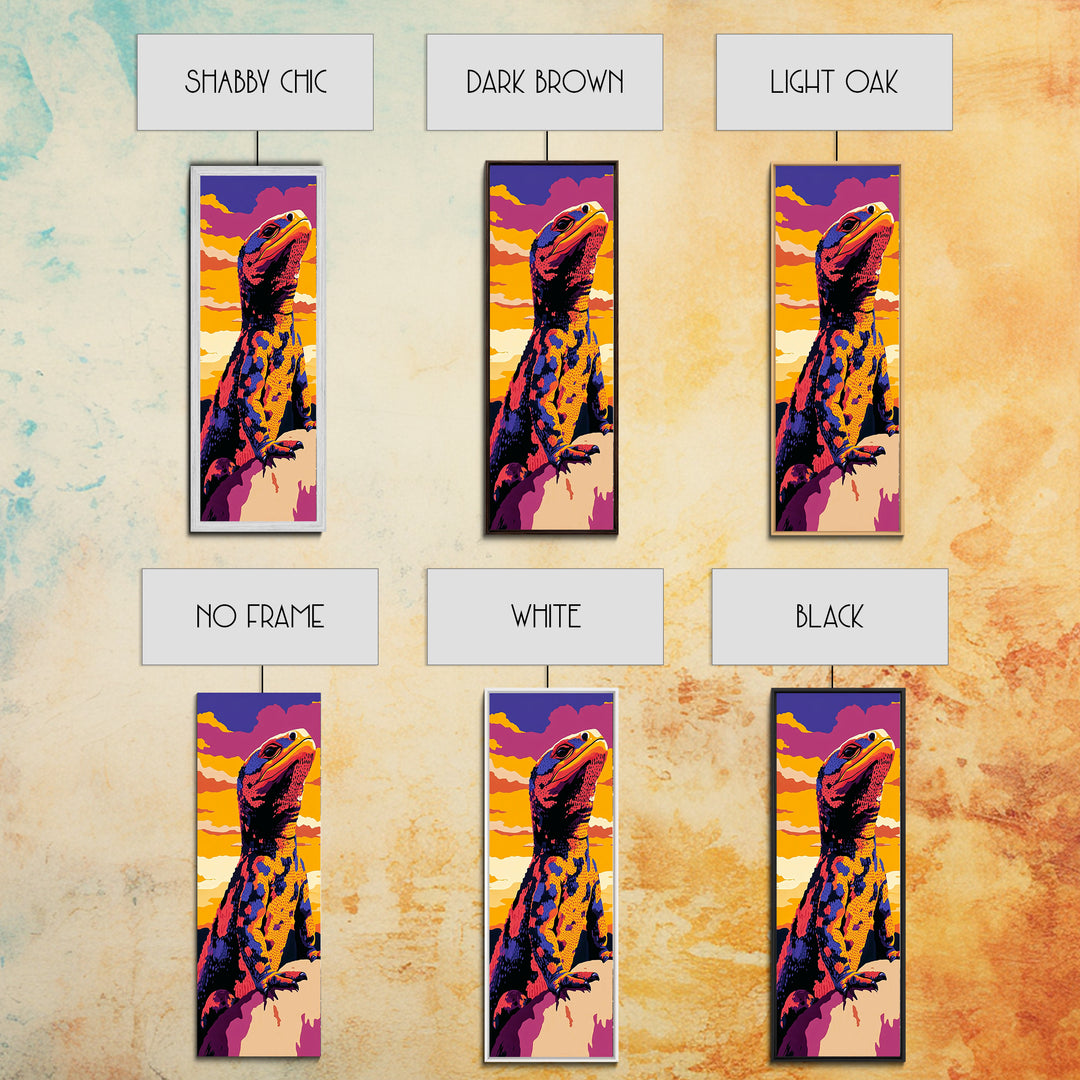 Colorful Lizard Pop Art Framed Canvas Print Whimsical Art Bright Colors Wall Art Southwest Wall Art Geometric Wall Art