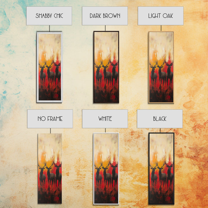 Autumn Deer Painting Framed Canvas Print deer drinking water in forest painting rustic wall art woodland decor fall farmhouse art gift idea