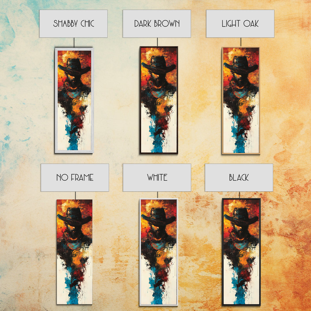 Abstract Cowboy Painting Framed Canvas Print chicano art rustic wall art dark romance painting western decor moody art above couch art