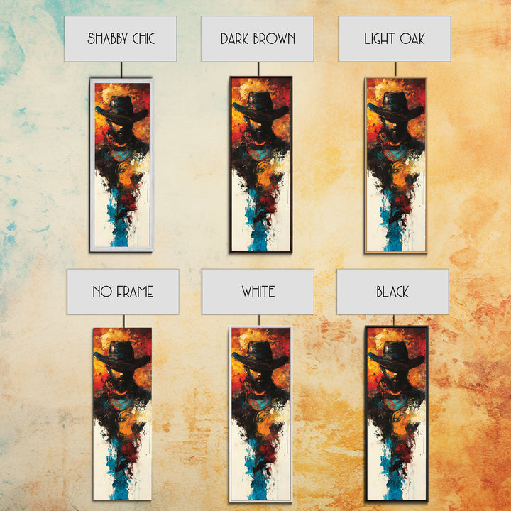 Abstract Cowboy Painting Framed Canvas Print chicano art rustic wall art dark romance painting western decor moody art above couch art