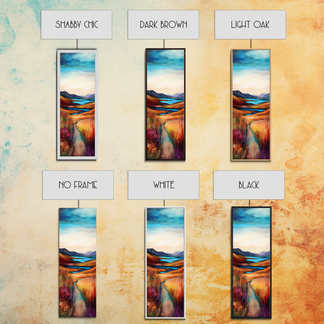 Rolling Hills Landscape Framed Canvas Print mountain painting, Ireland painting, landscape painting, lake Tahoe art, rustic wall art