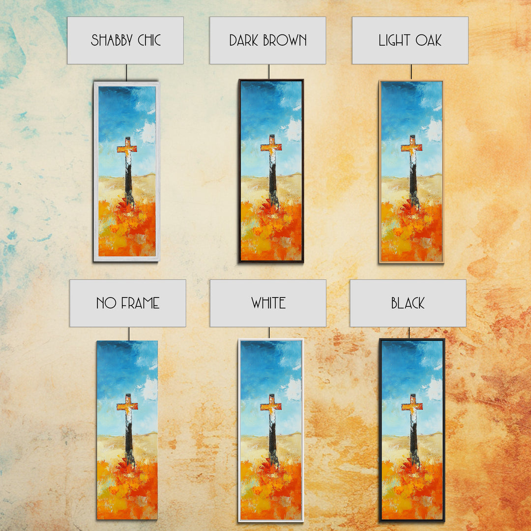 Abstract Cross Painting Framed Canvas Print rustic wall art, fruit of the spirit wall art, moody art, spiritual painting, Christian art